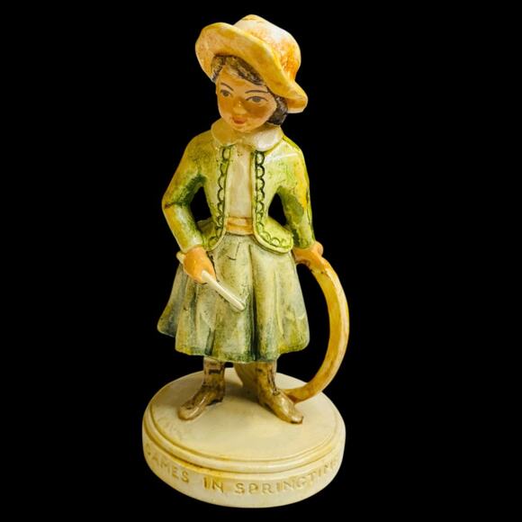 Sebastian Miniatures Figurine Games in Springtime Signed 4 Inch - Picture 1 of 6